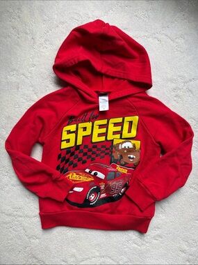5T NWOT Red 'Built for Speed' Lightning McQueen & Tow Mater Pullover Hoodie Boys